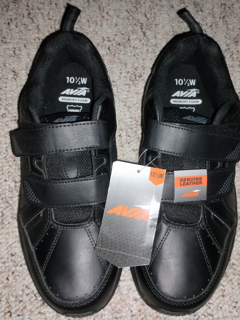 Avia Black Men's Leather Athletic Shoe - Slip-On Comfort
